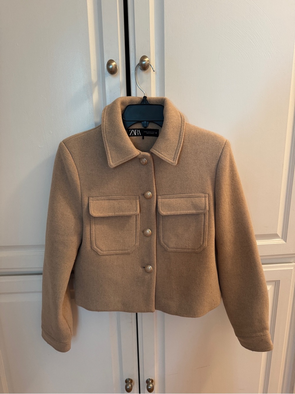 ZARA Camel-Tan Wool-Blend Cropped jacket